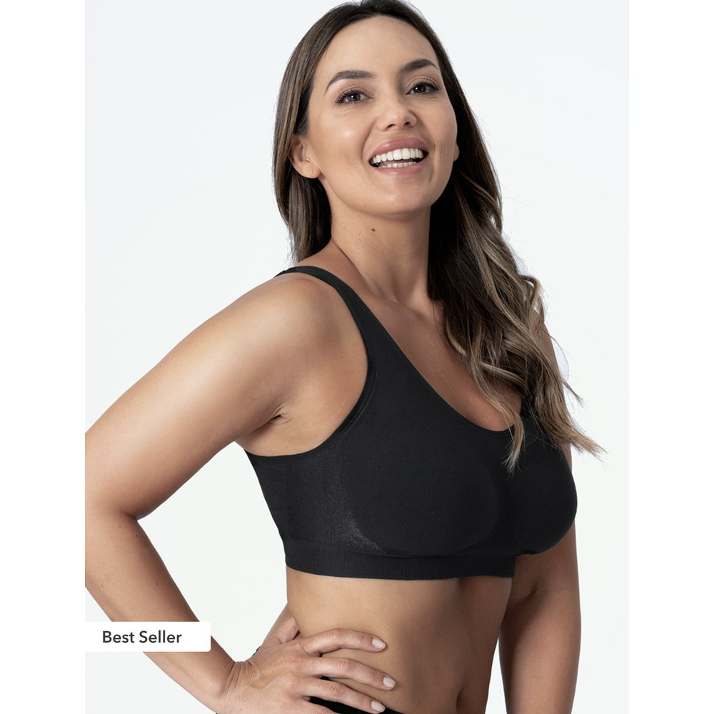 Truekind Supportive Daily Comfort Wireless Shaper Bra Womens Medium Black New